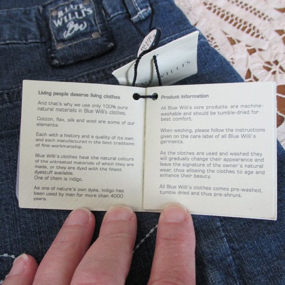 Blue Willi's Danish Design Cropped Blue Jeans Tapered Zipper Leg Danish Size 40 - Picture 12 of 16
